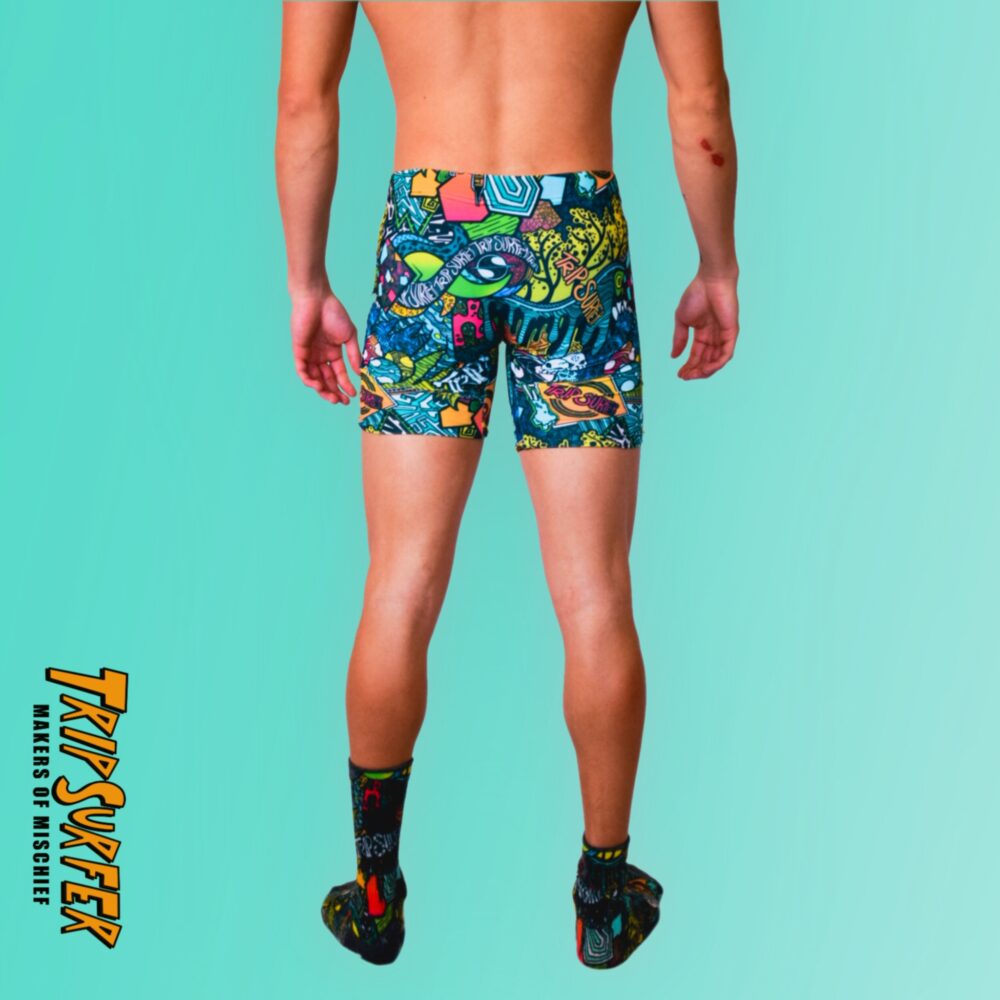 A muscular guy in Trip Surfer’s swim boxer briefs. These are underwear specifically made for swimming and surfing.